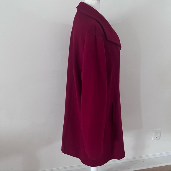 1 Madison Burgundy Wool/Cashmere Blend Double Breasted Collared Coat |Size 14| - Picture 3 of 10